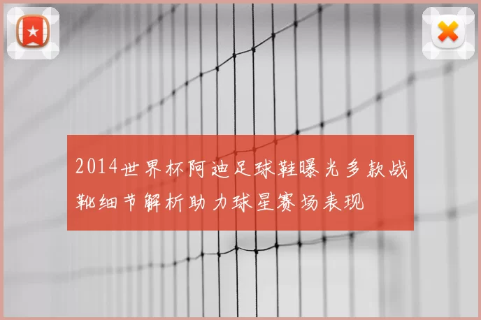 2014世界杯阿迪足球鞋曝光多款战靴细节解析助力球星赛场表现